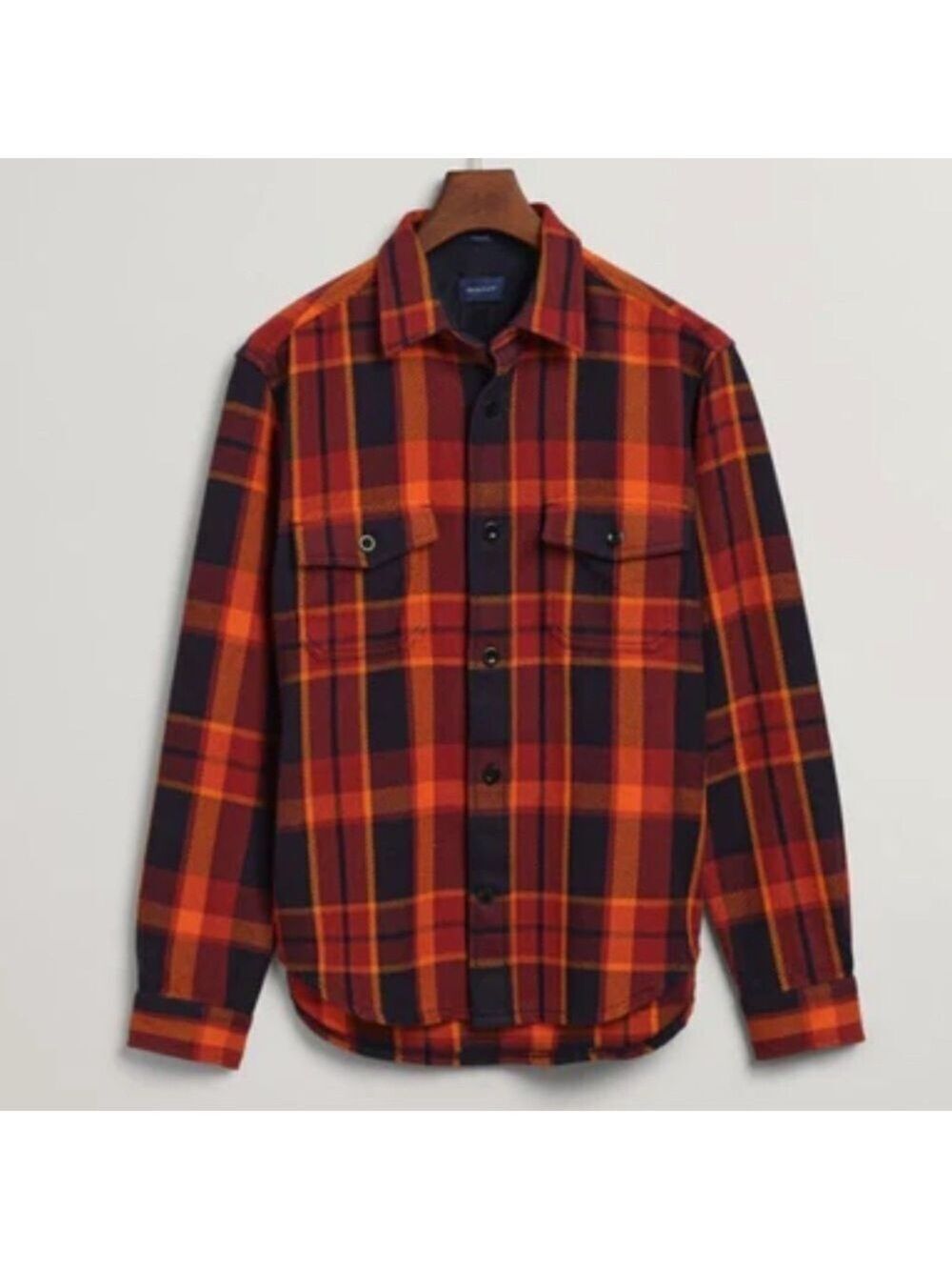 GANT Apparel Mens Heavy Twill Check Overshirt Plaid, Farmer, Camp. Mens sz Large